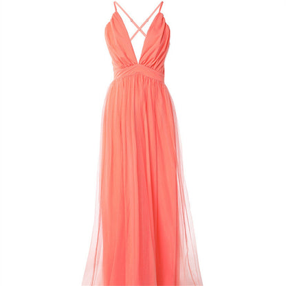 Imogen – Modernt Elegant Orange Hängande Tyllklänning