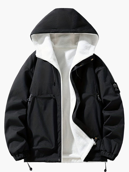Herr Vind- och Vattentät Vinterjacka med Huva, Fodrad, Fritidsstil
