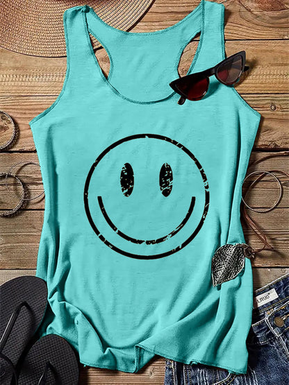 Damlinne med smiley-tryck – Trendigt avslappnad sommartopp