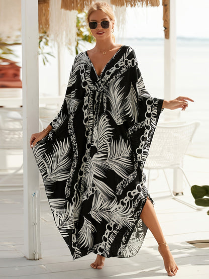 Damernas lyxiga kaftan i maxilängd för resort och strand