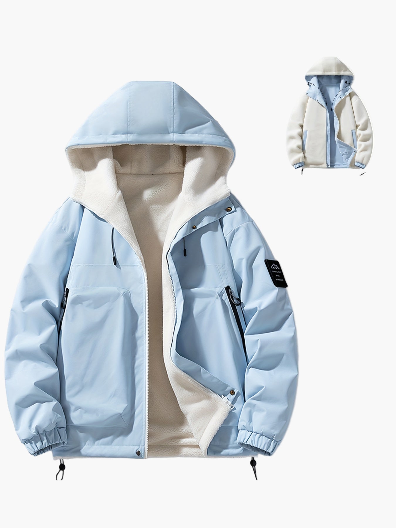 Herr Vind- och Vattentät Vinterjacka med Huva, Fodrad, Fritidsstil