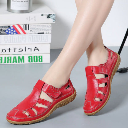 Kate – Sommarhandmade Retro Mjuk Sula Veganläder Velcro Avslappnade Skor