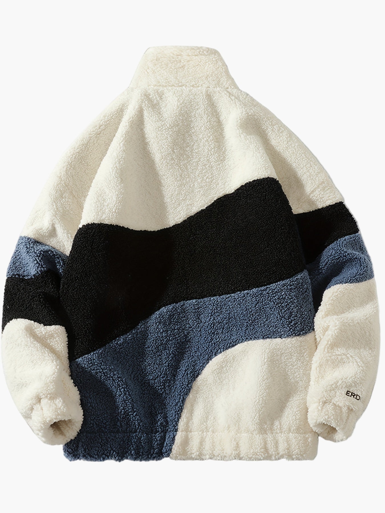 Herr Preppy Fleecejacka med Färgblock och Dragkedja – Trendig Vår- och Höstjacka