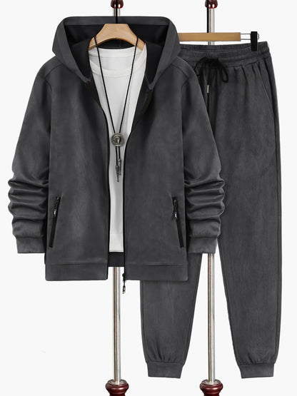 Herr Träningsset med Huvtröja och Joggingbyxor – Sportig och Avslappnad Stil för Vardag och Fritid