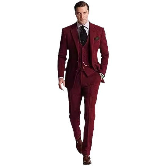 Herr Klassisk Tredelad Kostym Affär Slim Fit – Elegant Stil för Kontor och Fest