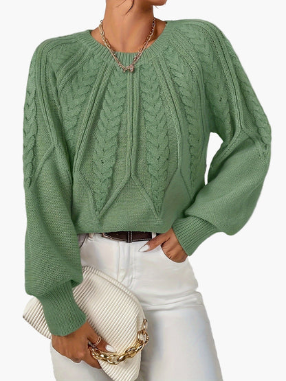 Damstickad Elegant Tröja med Kabelmönster för Vardag och Kontor