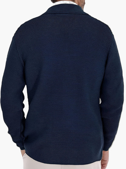 Herr Dubbelknäppt Stickad Kavaj – Elegant och Avslappnad för Alla Tillfällen