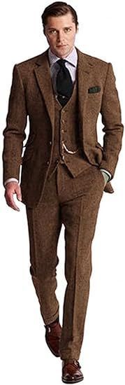 Herr Klassisk Tredelad Kostym Affär Slim Fit – Elegant Stil för Kontor och Fest