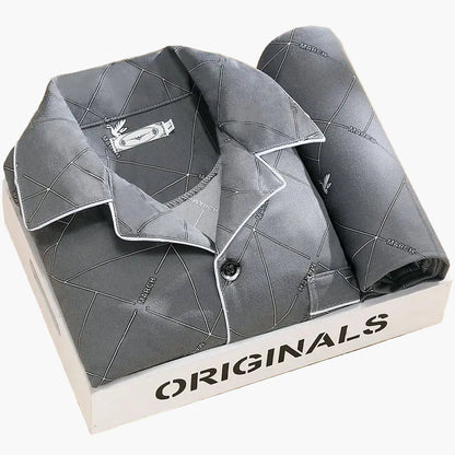 Herrpyjamas set – Klassisk och trendig pyjamas med vete-motiv, långärmad, perfekt för natt och lounge