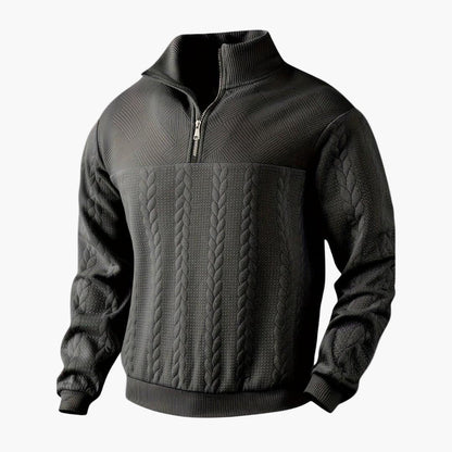 Herr Half-Zip Stickad Tröja – Klassisk Varm och Stilren Pullover för Vardag och Fritid