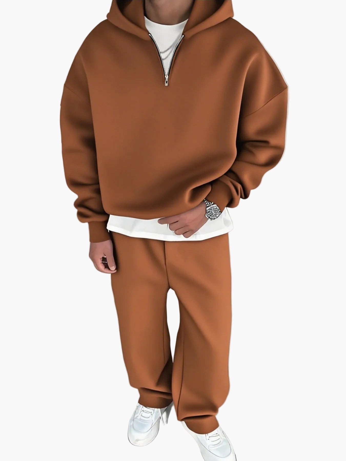 Herr Joggingdräkt med Huva – Avslappnad Streetwear Set för Höst och Vinter