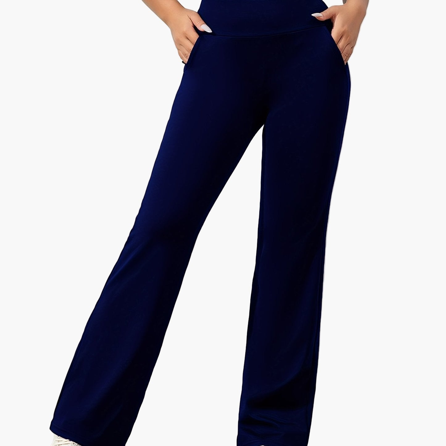 Dam Yogabyxor Flared Träningsbyxa med Fickor Bekväm och Modern Stil