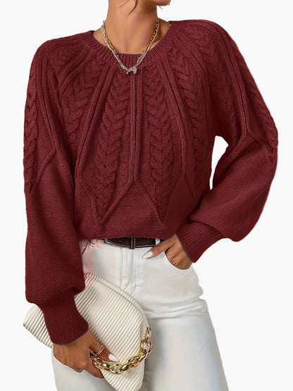 Damstickad Elegant Tröja med Kabelmönster för Vardag och Kontor