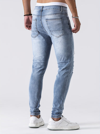 Neil – Slimmade Jeans med Rippad Design för Herrar