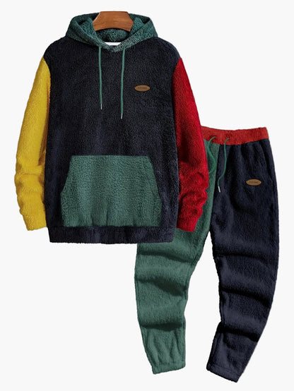 Herrarnas mysiga fleece set med huva – avslappnad vardagsstil för höst och vinter