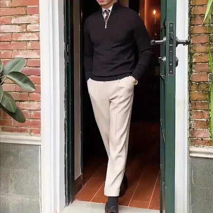 Herrtröja med halv dragkedja och ståkrage – Elegant och avslappnad för höst och vinter