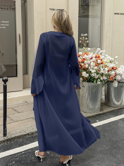 Dam Kimono Lång Elegant Öppen Ryschig Strandtunika Semesteroutfit