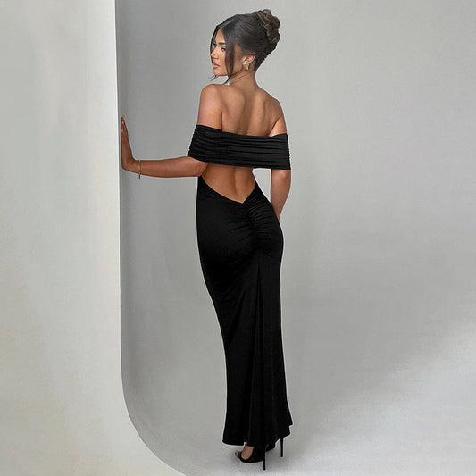 Mary – Elegant Sexig Off-shoulder Klänning utan Rygg