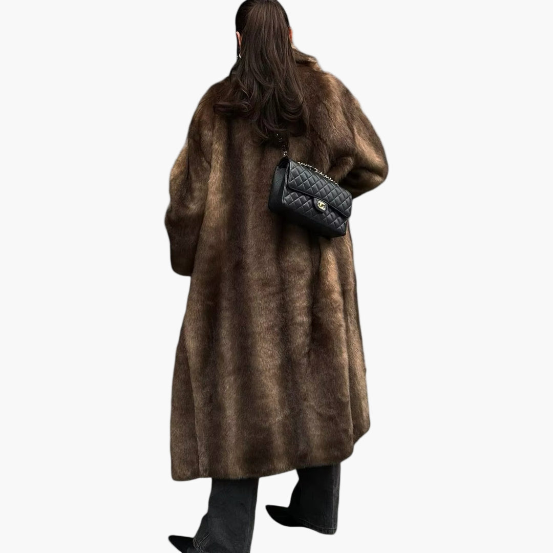 Dam Lång Fuskpäls Trenchcoat – Elegant Vinterstil och Värme