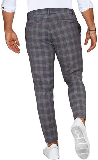 Herr Chinos Slim Fit Rutig Trendig Vardag Byxa