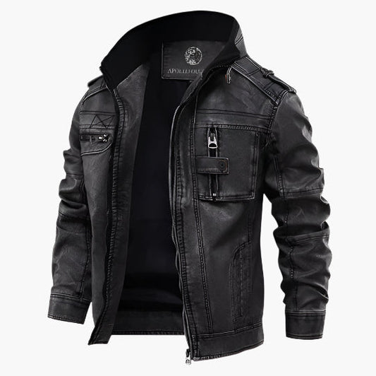 Herrjacka i bikerstil i PU-läder – Klassisk och robust vardagsjacka för män