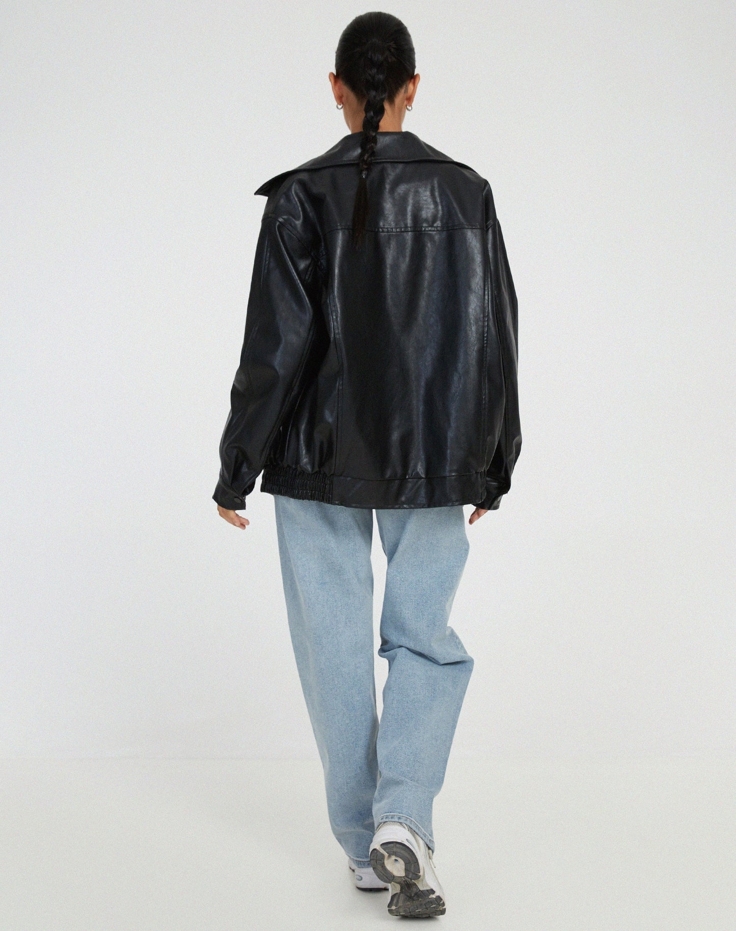 Damjacka – Oversize PU-konstläderjacka för trendigt vardagsbruk och kvällsoutfits