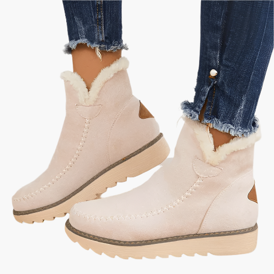 Dam Vinterboots med Fuskpälsfoder och Halkfri Sula – Perfekta Fotriktiga Snöstövlar för Vardagsbruk
