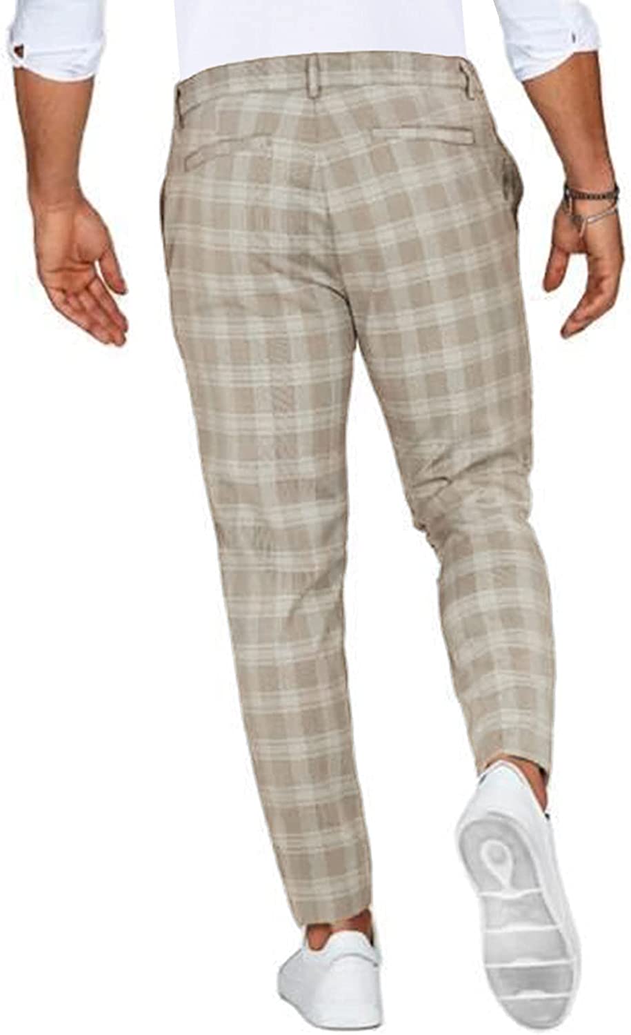 Herr Chinos Slim Fit Rutig Trendig Vardag Byxa
