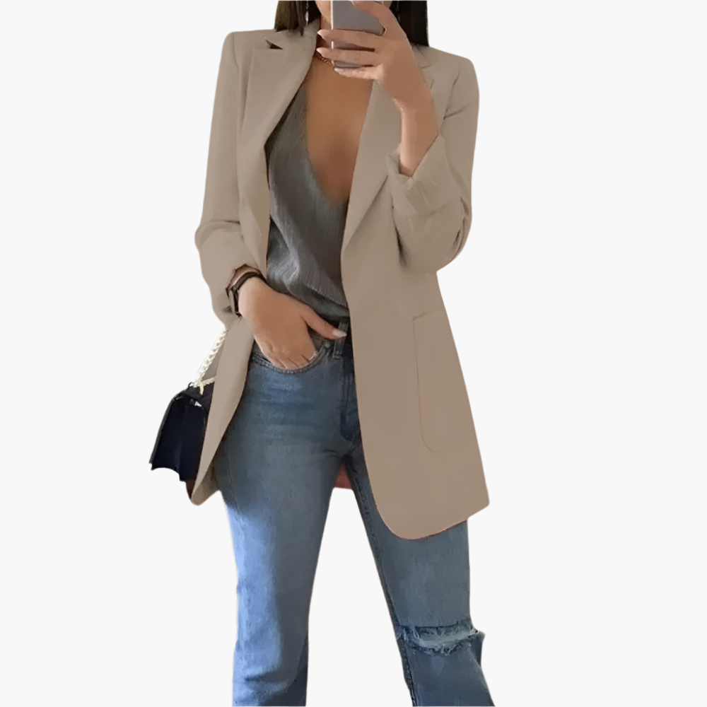 Dam Blazer Lång Elegant Stil – Modern Kontors- och Vardagslook