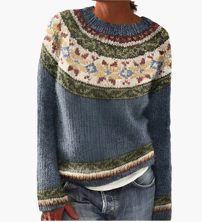 Damtröja Retro Mönsterstickad – Varm och Tidlös Höststil