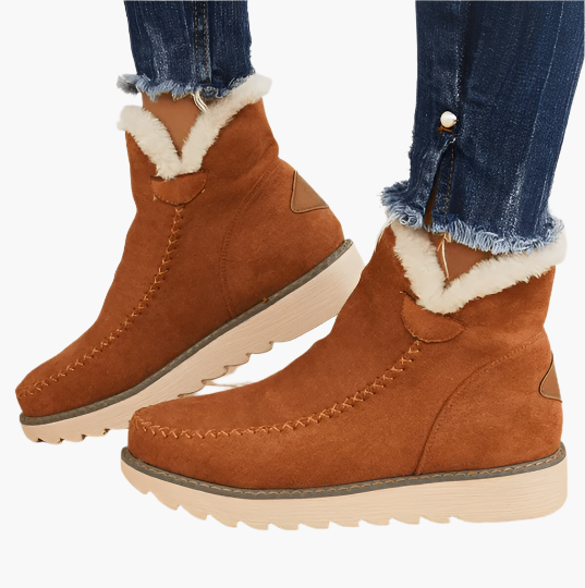 Dam Vinterboots med Fuskpälsfoder och Halkfri Sula – Perfekta Fotriktiga Snöstövlar för Vardagsbruk