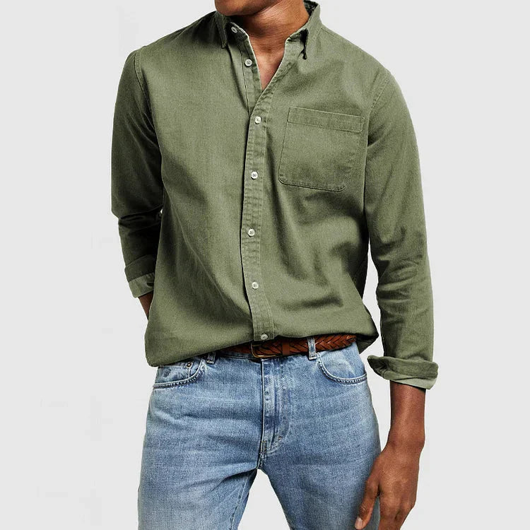 Herrskjorta – Klassisk Button-Down, Ledig & Stilren Vardagsstil