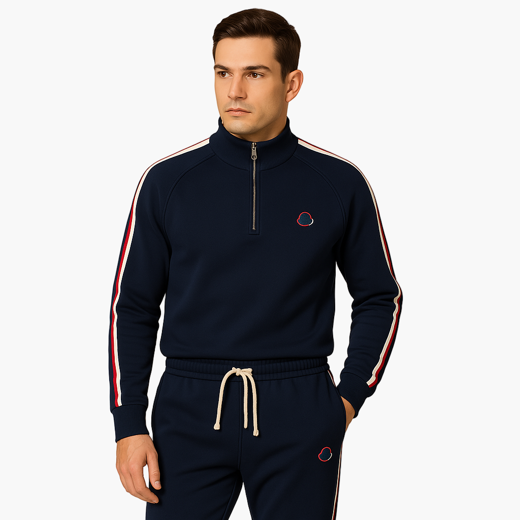 Herr Träningsdress med Halvdragkedja – Sportig och Modern Loungewear
