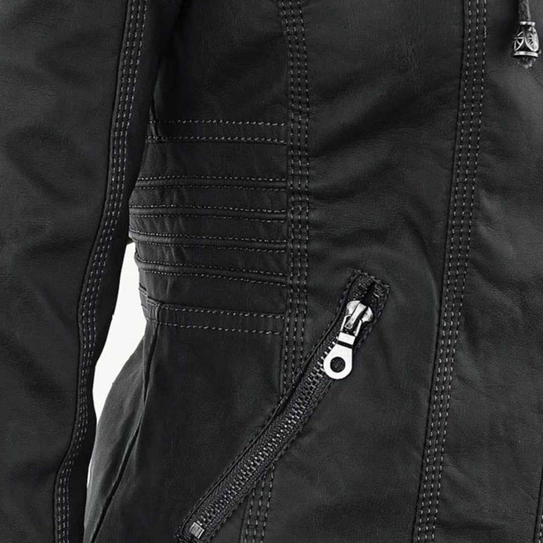 Damjacka i bikerstil med huva – Elegant och praktisk vardagsjacka