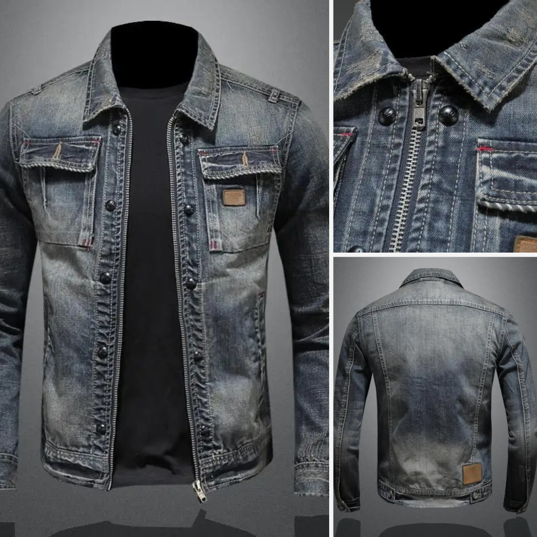 Herr Jeansjacka Klassisk Stil – Tidlös Denimjacka för Vardag och Fritid
