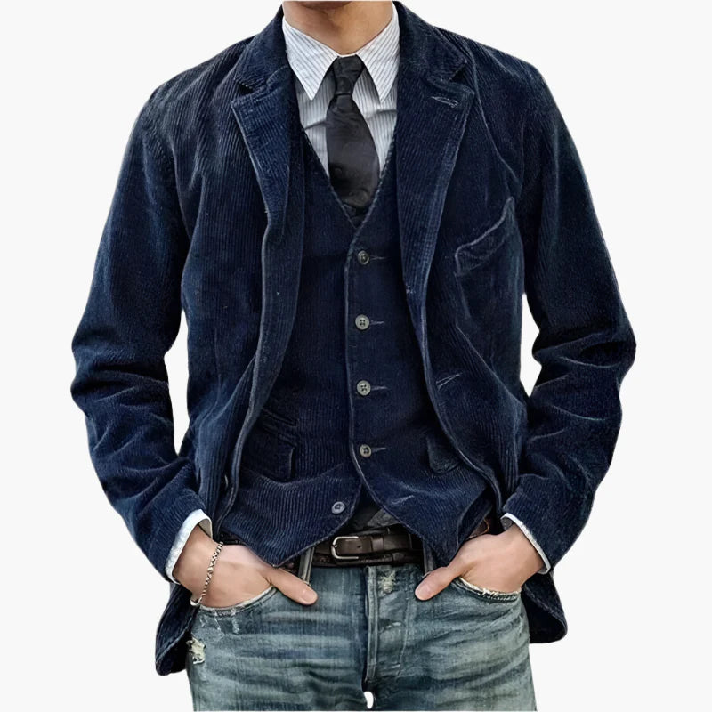 Herr Corduroy Kavaj – Klassisk och Stilren Vardagsjacka för Höst och Vinter