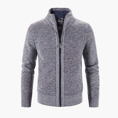 Herr Stickad Zip-Up Cardigan – Modern Vardagsstil och Komfort