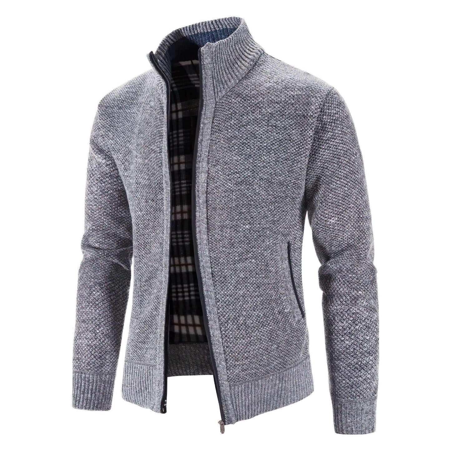 Herr Stickad Zip-Up Cardigan – Modern Vardagsstil och Komfort