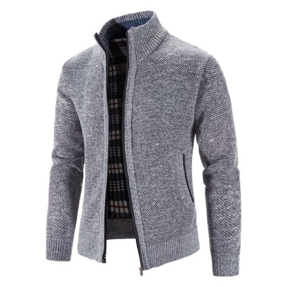 Herr Stickad Zip-Up Cardigan – Modern Vardagsstil och Komfort