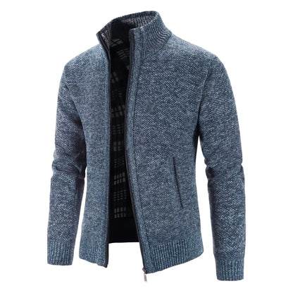 Herr Stickad Zip-Up Cardigan – Modern Vardagsstil och Komfort