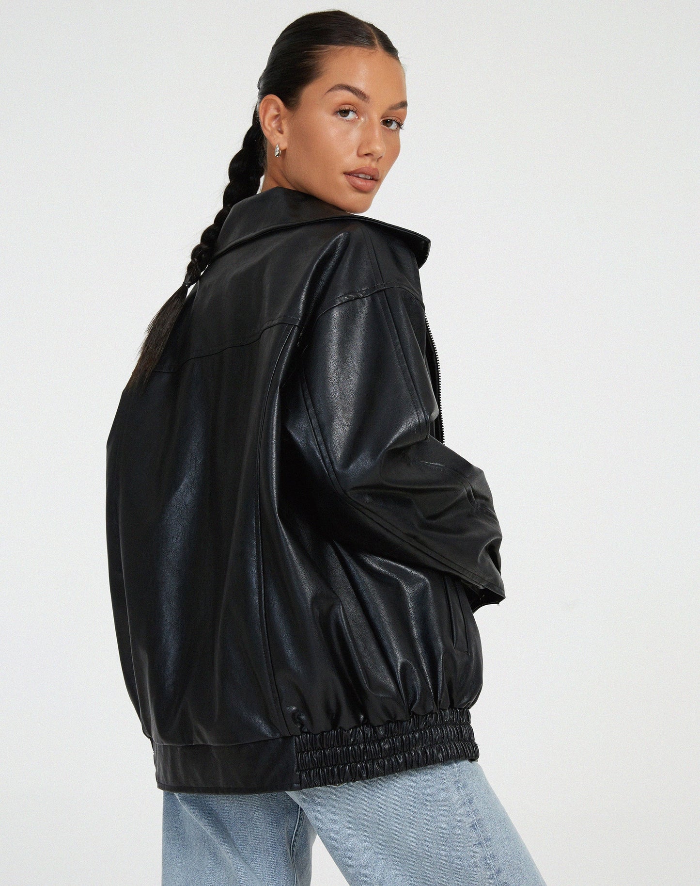 Damjacka – Oversize PU-konstläderjacka för trendigt vardagsbruk och kvällsoutfits