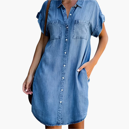Dam Skjortklänning Casual Vår/Sommar – Lös Passform och Feminint Snitt