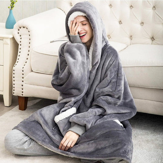 Unisex Mysig Oversize Hoodie-filt för Loungewear och Avkoppling