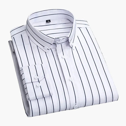 Herrskjorta – Klassisk Randig Stil för Arbete och Fritid