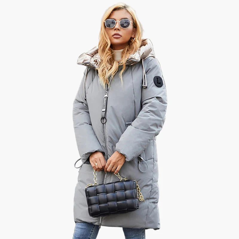 Dam Parkas Vinterjacka Lång, Modern Stil, Perfekt för Kallt Väder