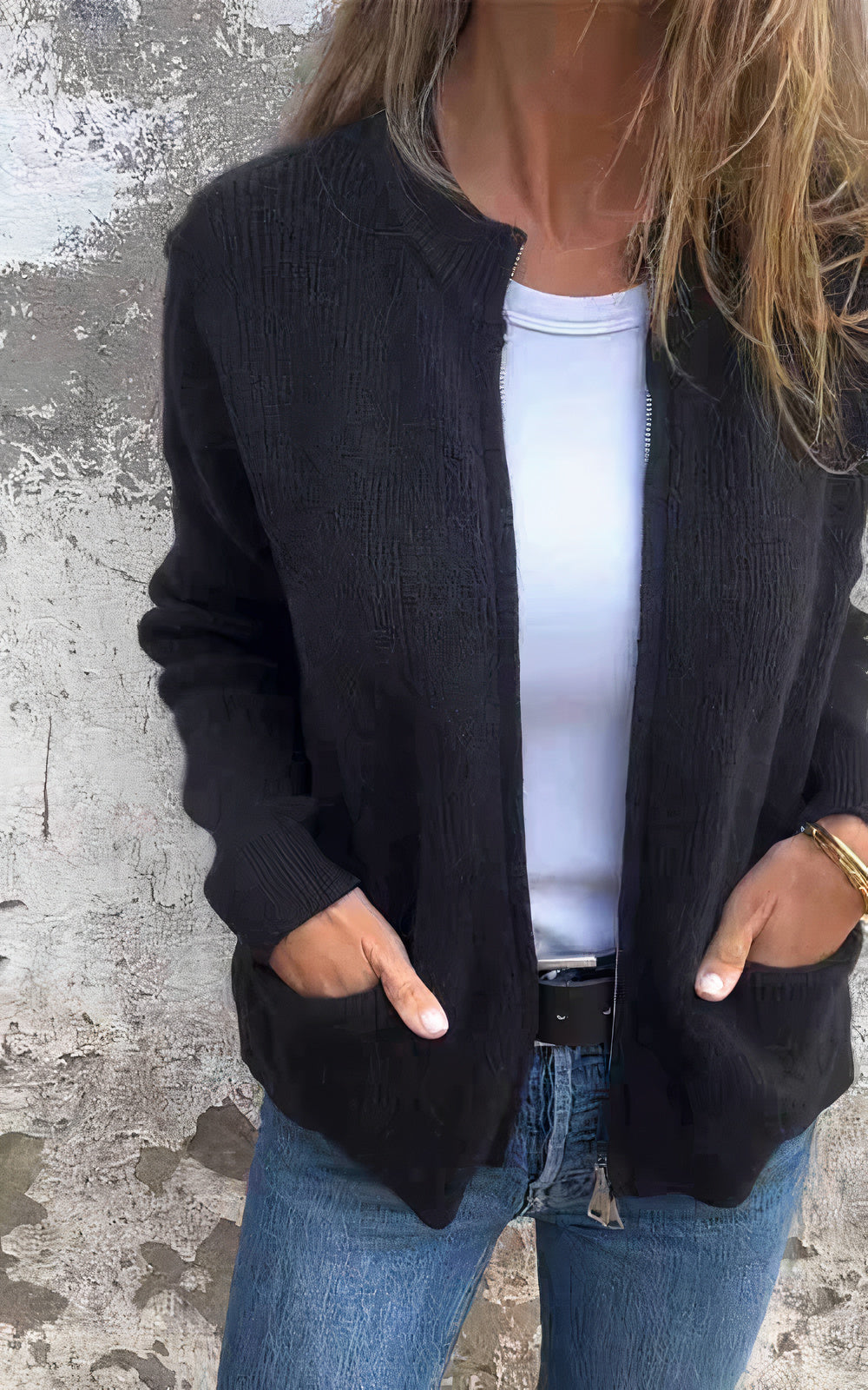 Louise – Ribbade damjacka med dragkedja