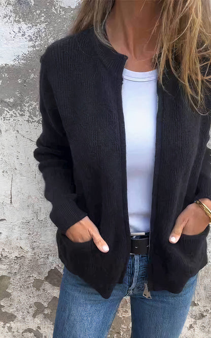 Louise – Ribbade damjacka med dragkedja
