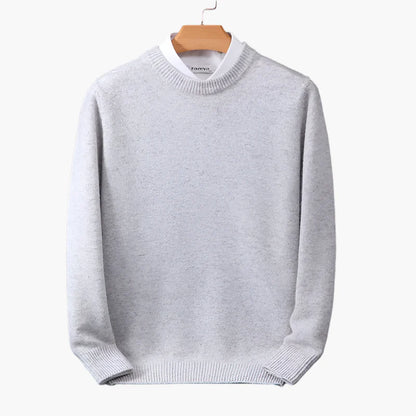Herrtröja Klassisk Stickad Pullover med Falsk Skjortkrage – Elegant Vardagsstil