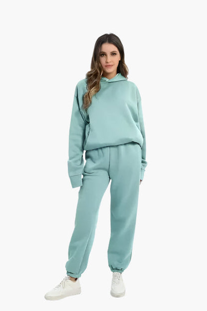 Damers avslappnad hoodie och joggingbyxa set – perfekt för hemmamys och vardagsstil