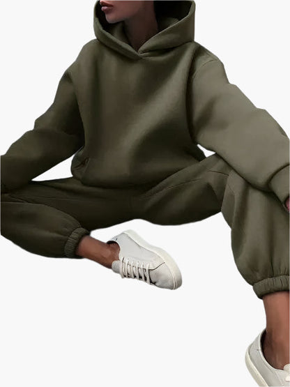 Damers avslappnad hoodie och joggingbyxa set – perfekt för hemmamys och vardagsstil